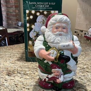 Santa with List & Elf Cookie Jar